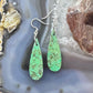 Sterling Silver Elongated Teardrop Green River Jasper Slab Dangle Earrings For Women #242