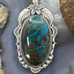 Sterling Silver Southwestern Style Large Oval Shattuckite Pendant For Women