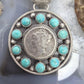 Genuine 1943 90% Silver Mercury Dime Coin w/Mohave Turquoise Unisex Pendant