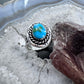 Native American Sterling Silver Oval Sonora Gold Turquoise Ring Size 8.25 For Women