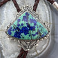 Sterling Silver Southwestern Style Large Triangle Malachite Azurite Bolo Tie For Men