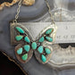 Sterling Silver Southwestern Style Kingman Turquoise Butterfly Pendant 20" Necklace For Women