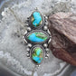 Sterling Silver Southwestern Style 3 Sonora Gold Turquoise Adjustable Ring For Women