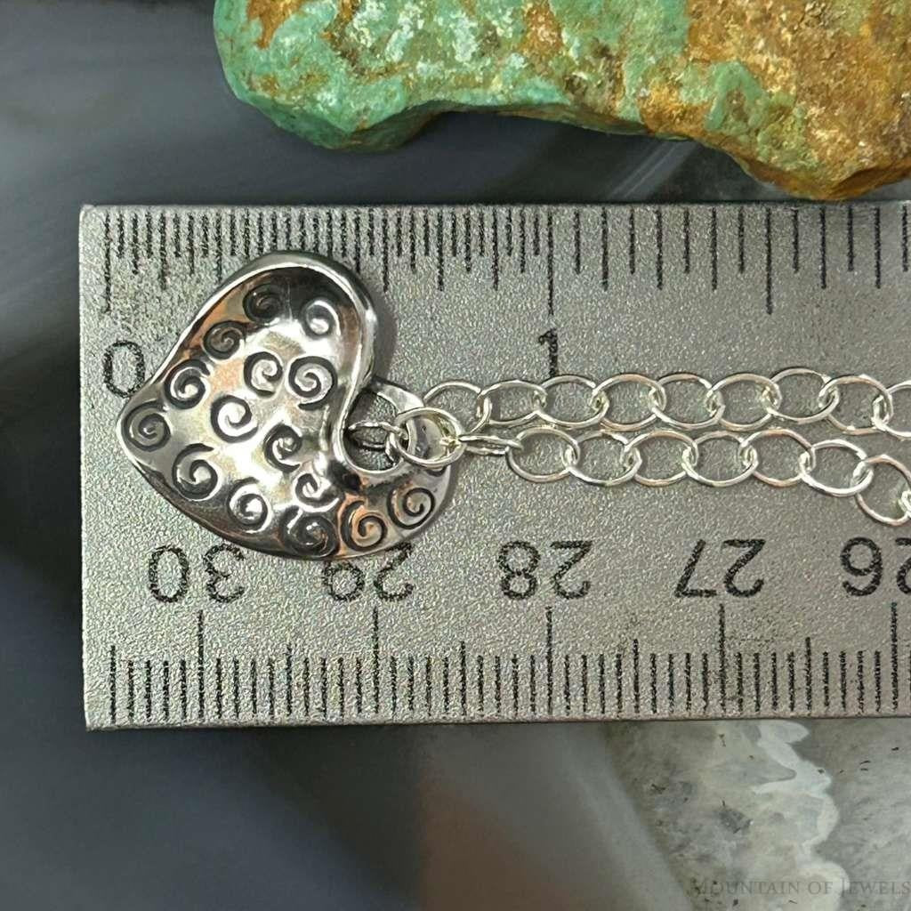 Carolyn Pollack Sterling Silver Swirl Decorated Heart Pendant with 16" Necklace
