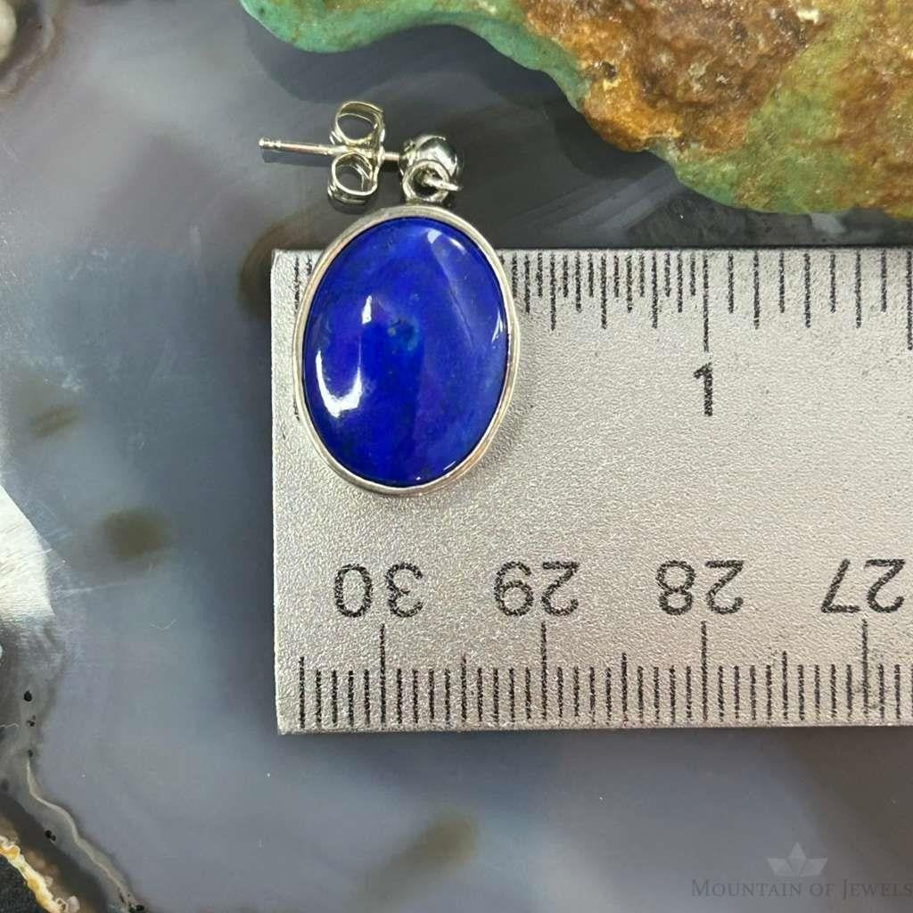 Carolyn Pollack Sterling Silver Oval Lapis w/Native Symbol Dangle Earrings For Women