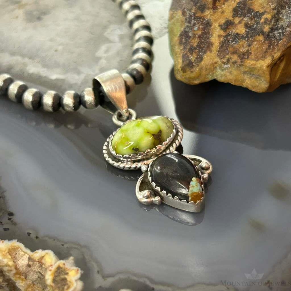 Sterling Silver Southwestern Style Palomino & Blackjack Pendant For Women