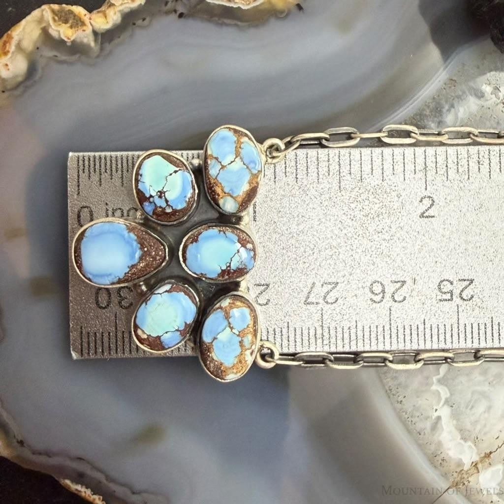 Sterling Silver Southwestern Style Golden Hill Turquoise 22" Necklace For Women
