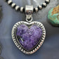 Sterling Silver Southwestern Style Charoite Heart Decorated Pendant For Women
