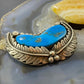 Vintage Native American Silver Turquoise and Leaves Decorated Brooch For Women
