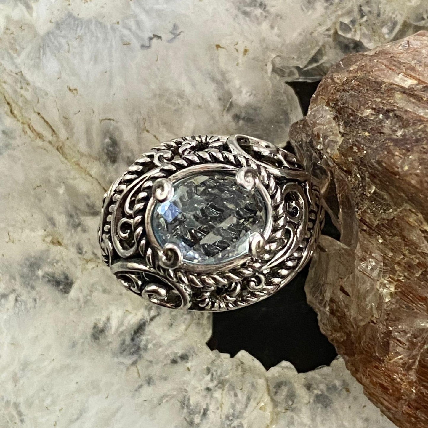 Carolyn Pollack Sterling Silver Oval Labradorite Decorated Doublet Ring For Women
