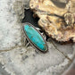 Vintage Native American Silver Oval Turquoise Split Shank Ring Size 8.5 For Women