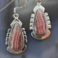 Sterling Silver Southwestern Style Teardrop Rhodochrosite Dangle Earrings For Women