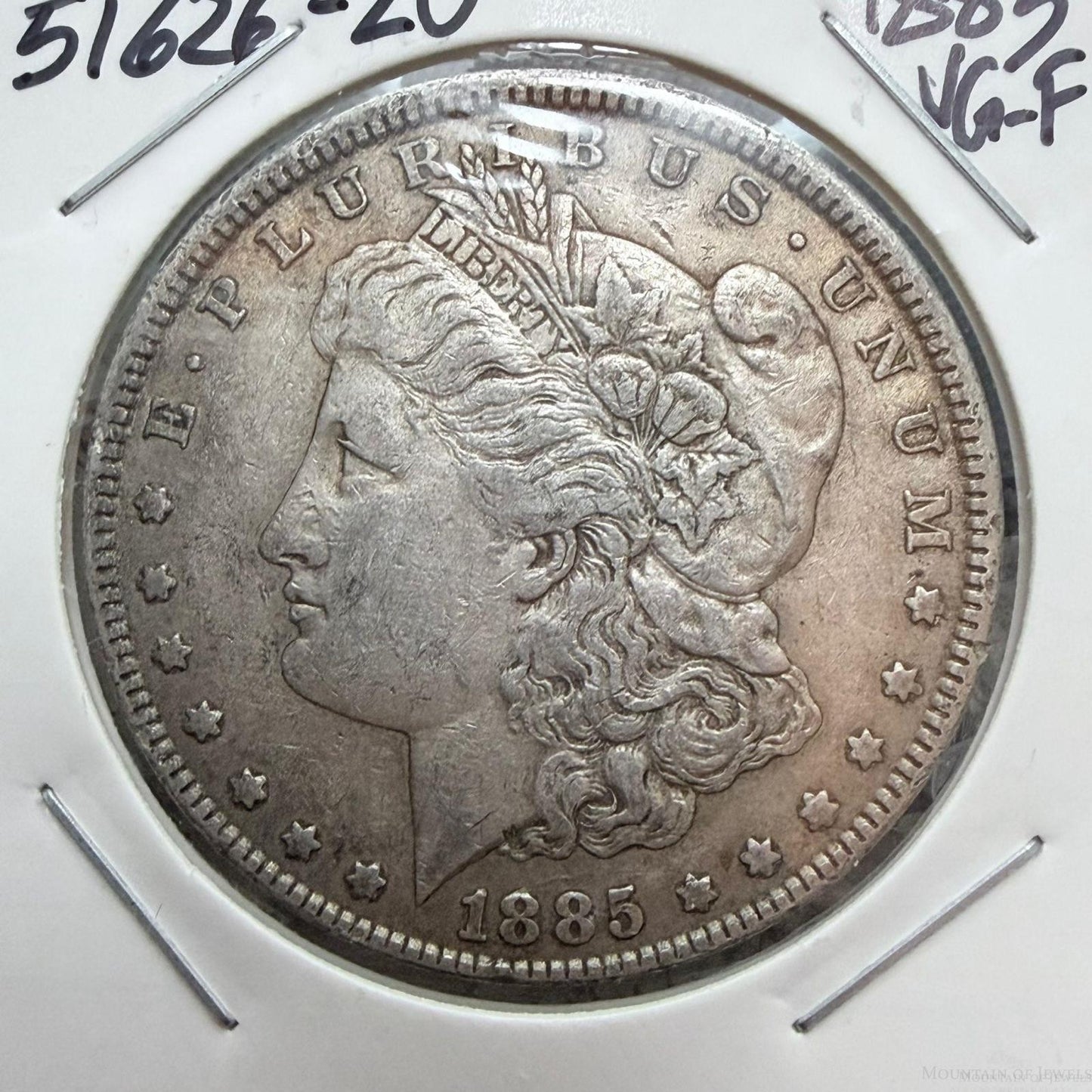1885 US 90% Morgan Silver Dollar VG-F #51626-2U