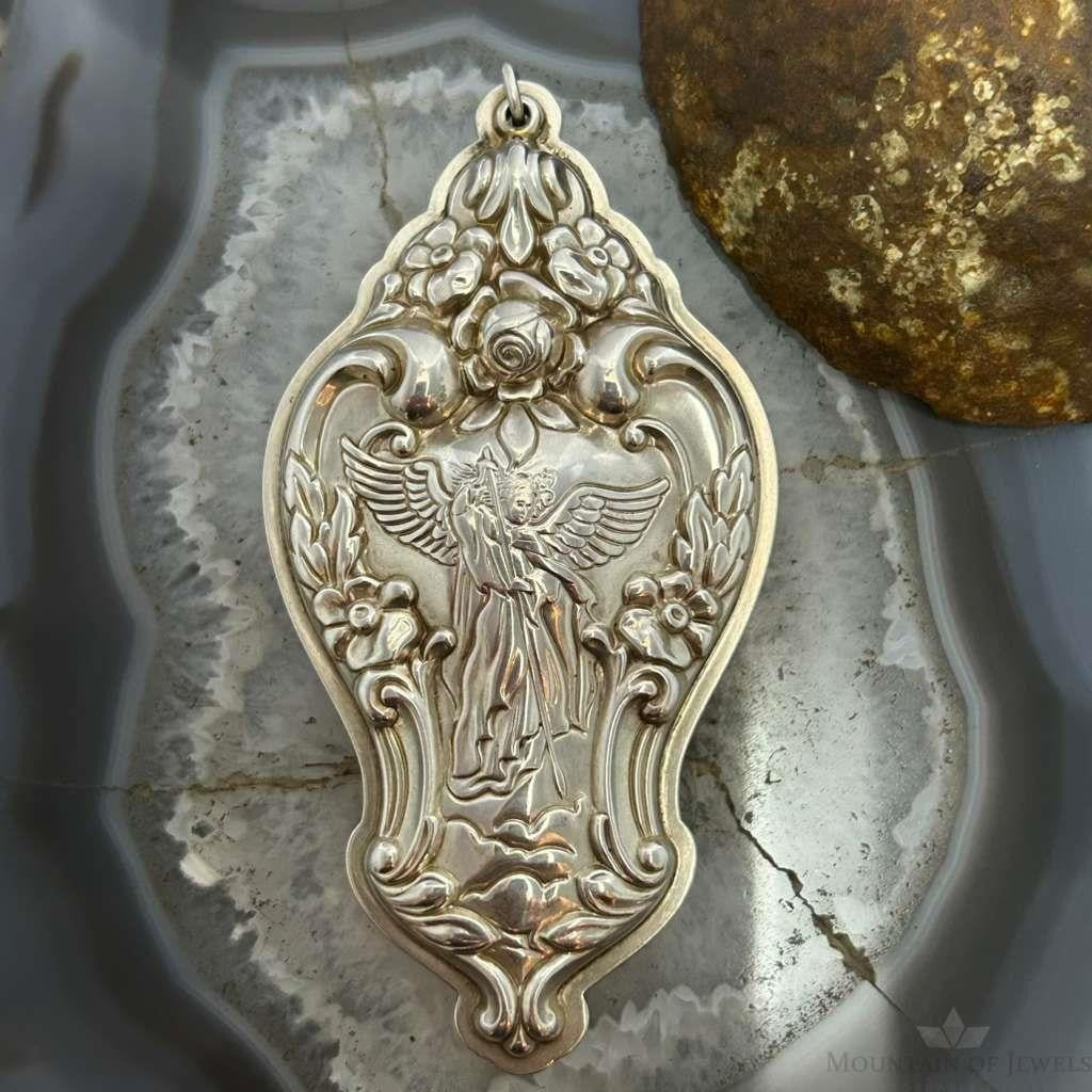 Vintage Lunt Angel and Roses 1992 Sterling Silver Christmas Ornament