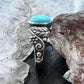 Carolyn Pollack Sterling Silver Oval Blue Turquoise Floral Ring Size 6 For Women