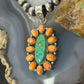 Sterling Silver Southwestern Spiny Oyster & Emerald Valley Turquoise Cluster Pendant For Women
