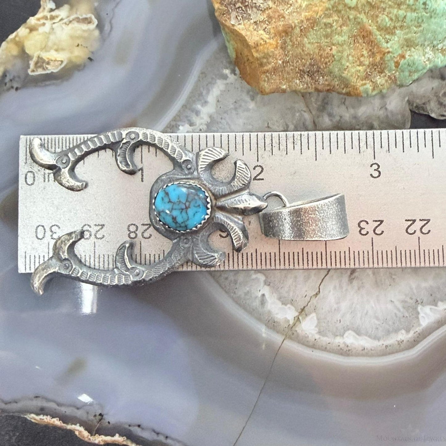 Eva & Linberg Billah Native American Sterling Silver Turquoise Unisex Naja Pendant