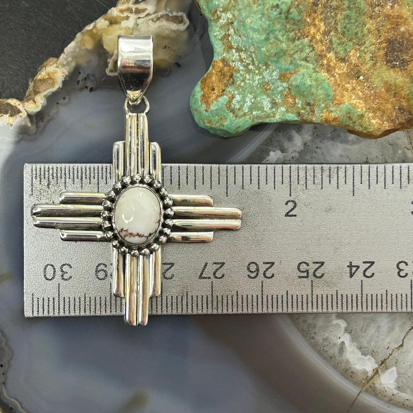 Sterling Silver Southwestern Style Oval Wild Horse Unisex Zia Pendant #1