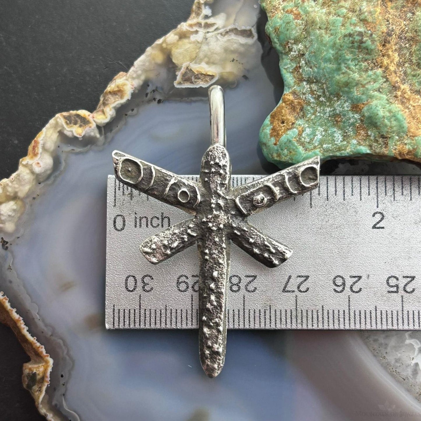 Cheyenne Custer Native American Sterling Silver Tufa Cast Dragonfly Unisex Pendant