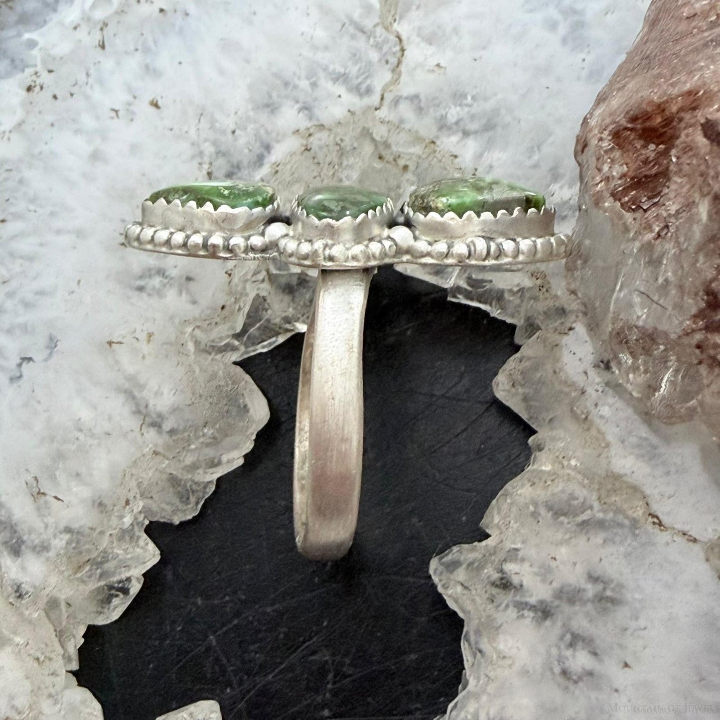 Sterling Silver Southwestern Style 3 Sonora Gold Turquoise Adjustable Ring For Women