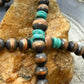 Southwestern Style Copper 8-10mm Navajo Pearl Beades &Turquoise Disk Necklace For Women