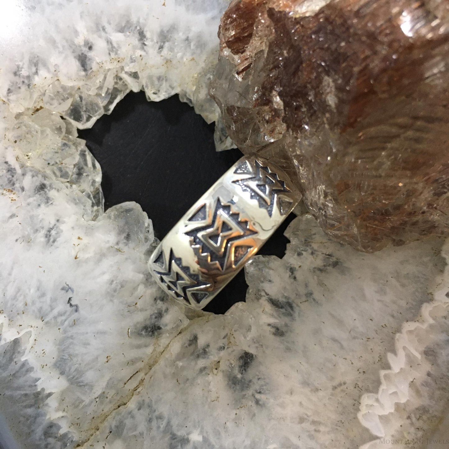 Carolyn Pollack Sterling Silver Southwestern Motif Stamped Unisex Band Ring