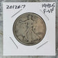 1943-S US Walking Liberty Half Dollar 90% Silver F-VF #20126-7