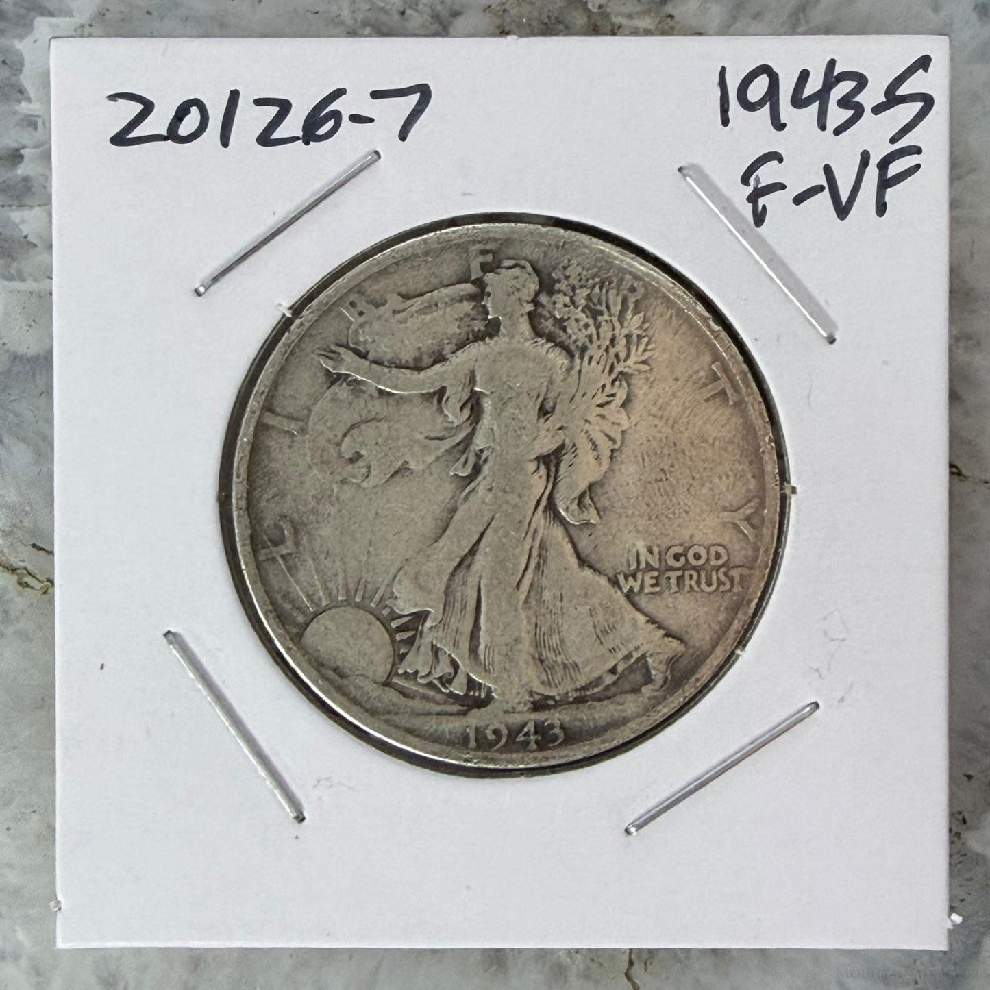 1943-S US Walking Liberty Half Dollar 90% Silver F-VF #20126-7
