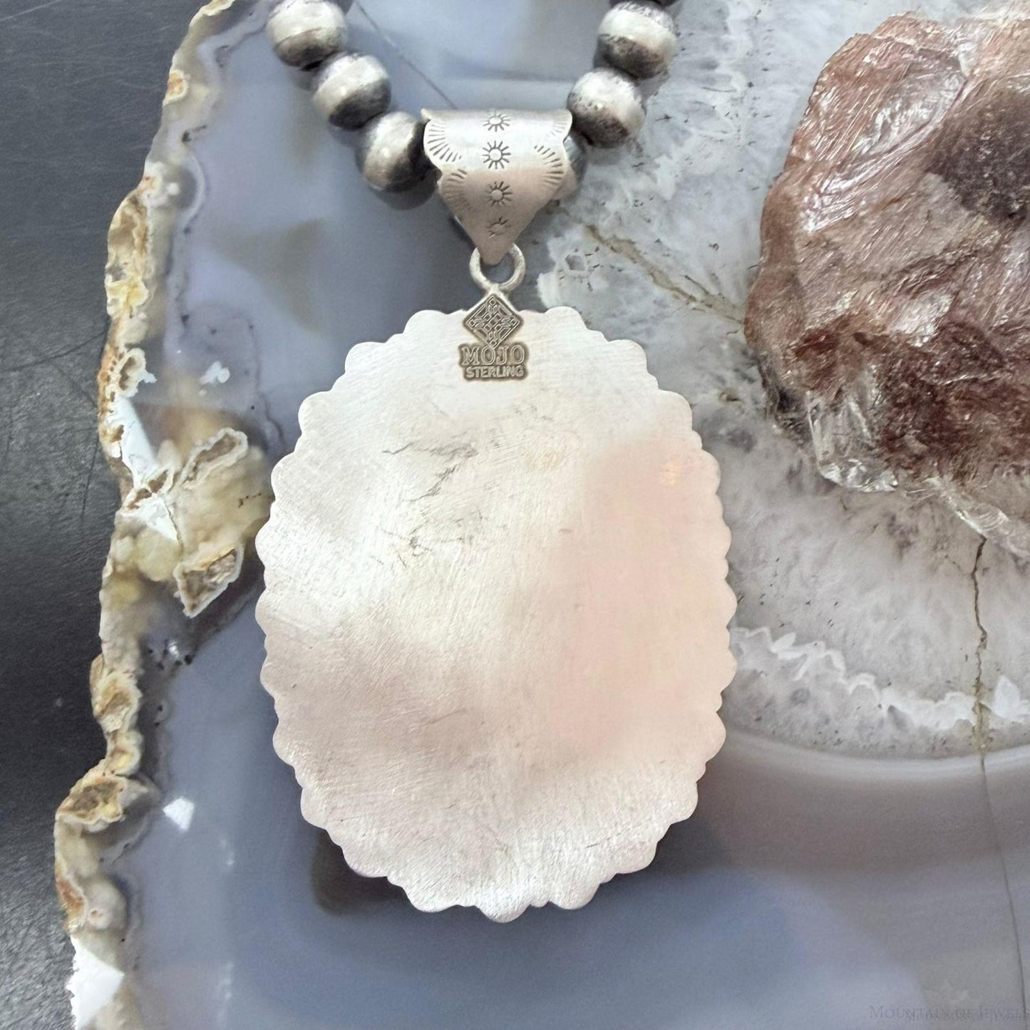 Sterling Silver Southwestern Style Turquoise Decorated Large Cluster Pendant For Women