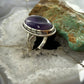 Sterling Silver Southwestern Style Oval Translucent Amethyst Ring Size 7.5 For Women