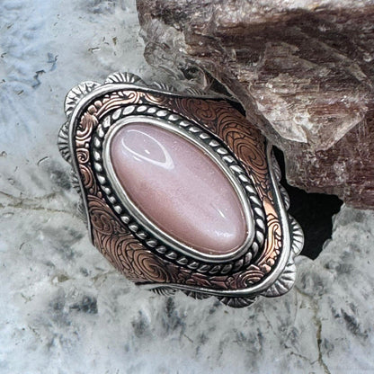 Carolyn Pollack Sterling Silver & Copper Pink Mother of Pearl Paisley Ring For Women