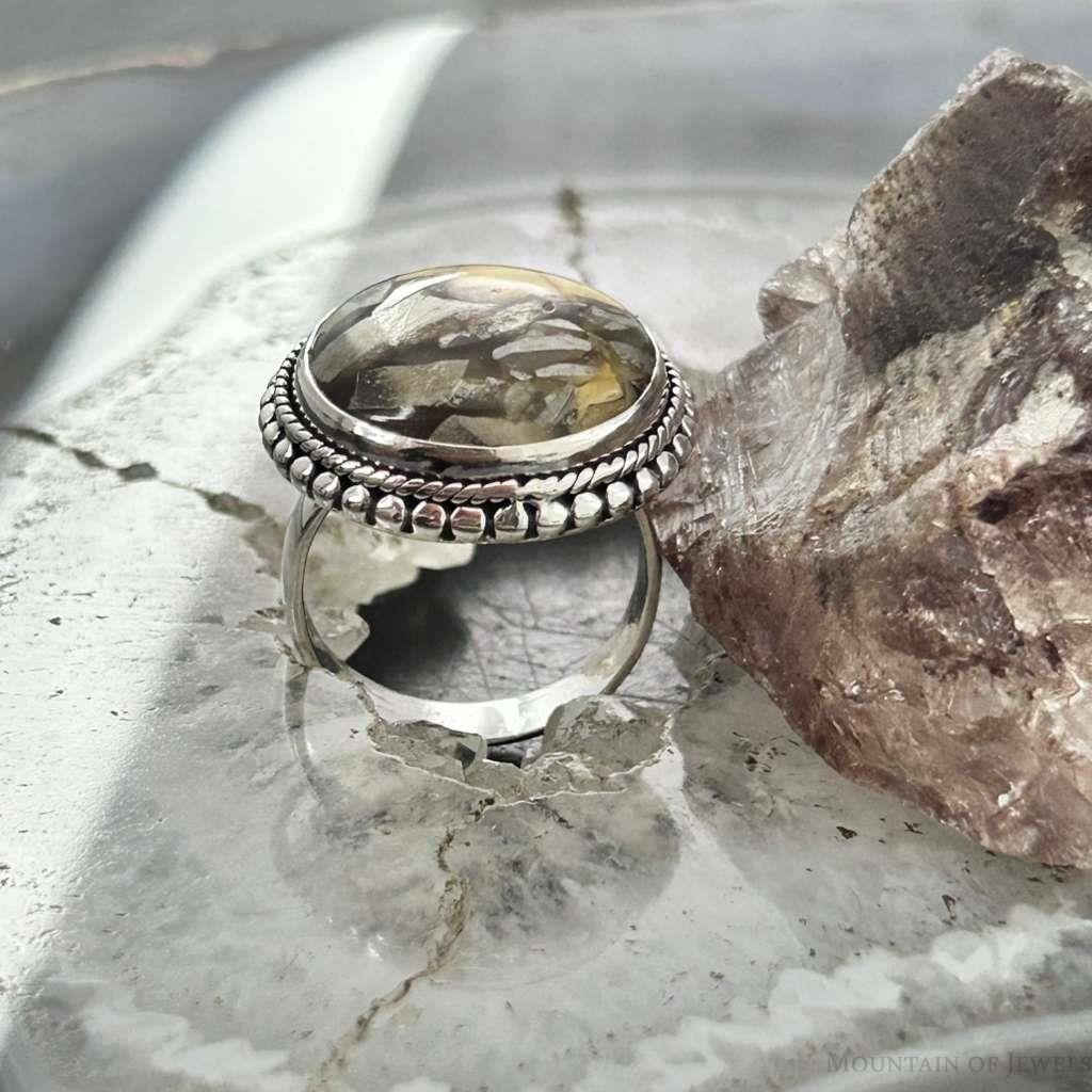 Sterling Silver Southwestern Style Round Mookaite Jasper Ring Size 7.5 For Women