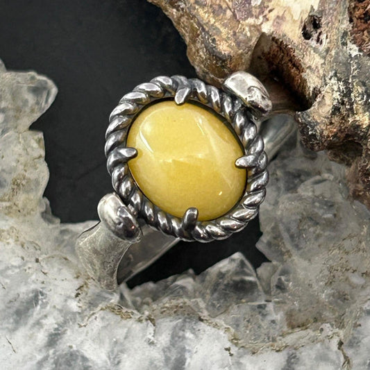 Carolyn Pollack American West Sterling Silver Oval Yellow Jasper Reversible Ring For Women