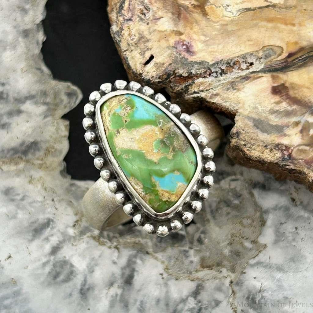 Sterling Silver Southwestern Style Sonora Gold Turquoise Adjustable Ring For Women #4