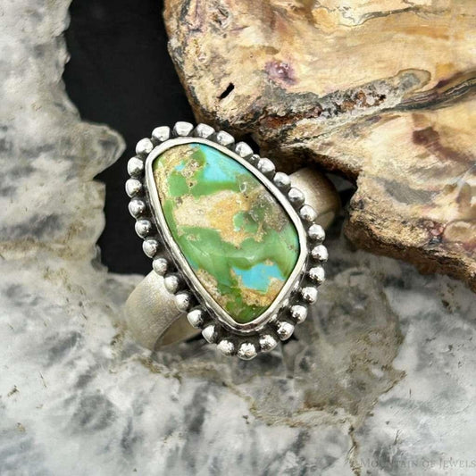 Sterling Silver Southwestern Style Sonora Gold Turquoise Adjustable Ring For Women #4