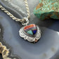 QT Quoc Sterling Silver Southwestern Style Multistone Inlay Heart Pendant For Women