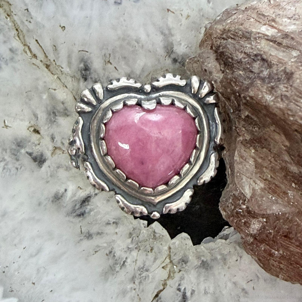 Carolyn Pollack Sterling Silver Rhodonite Decorated Heart Ring For Women