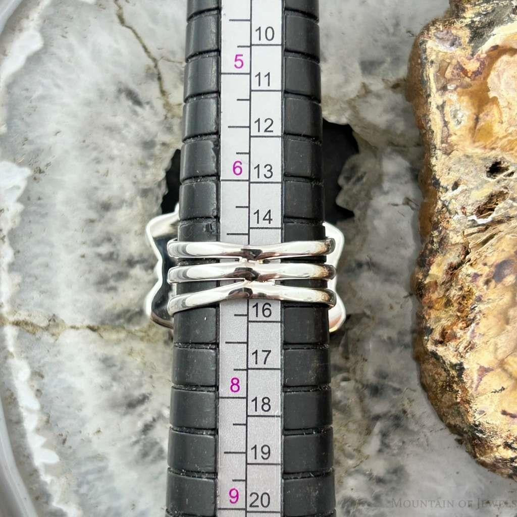 Sterling Silver Southwestern Style Mohave Turquoise Cluster Ring Size 7 For Women