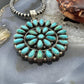 Sterling Silver Southwestern Style Teardrop Turquoise Round Cluster Pendant For Women