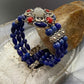 Carolyn Pollack Sterling Jaser, Lapis, Mop,3 Row Wire Stretchy Cuff For Women