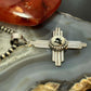 Sterling Silver Southwestern Style Round White Buffalo Unisex Zia Pendant #1