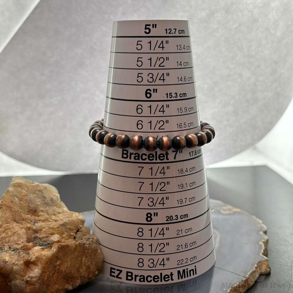Copper 8mm Navajo Pearl Beads 6.75" Bracelet For Women