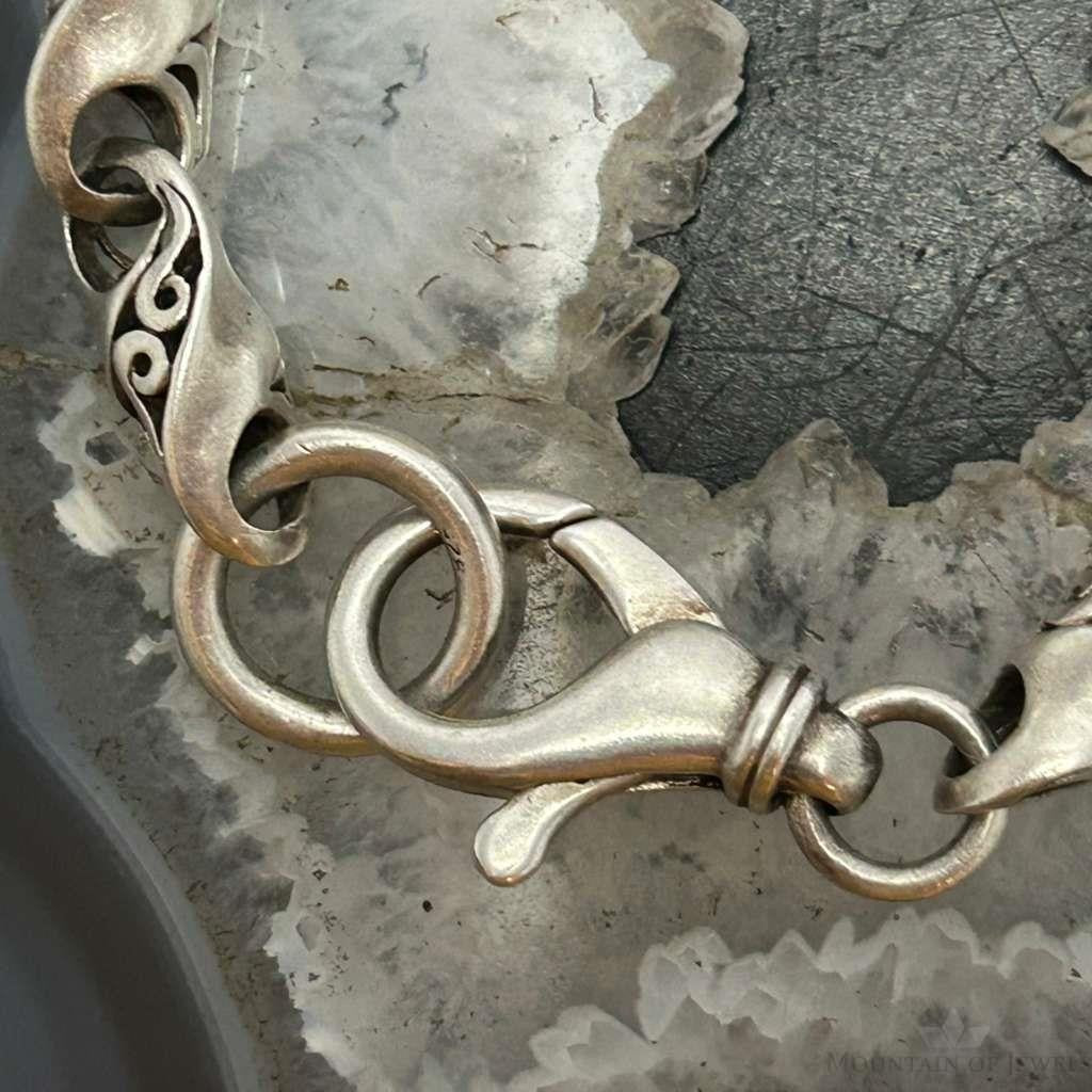 Sterling Silver Swirl Link Fashion 9" Bracelet/Anklet For Women