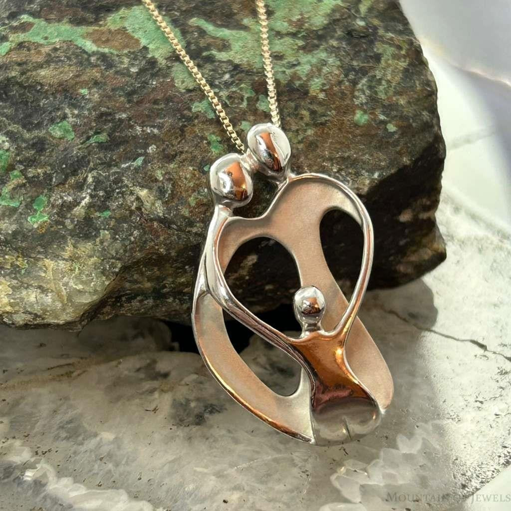 Carolyn Pollack Sterling Silver Loving Family of 3 Pendant Necklace For Women