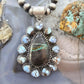 Sterling Silver Southwestern Style Teardrop Blackjack & Golden Hill Turquoise Pendant