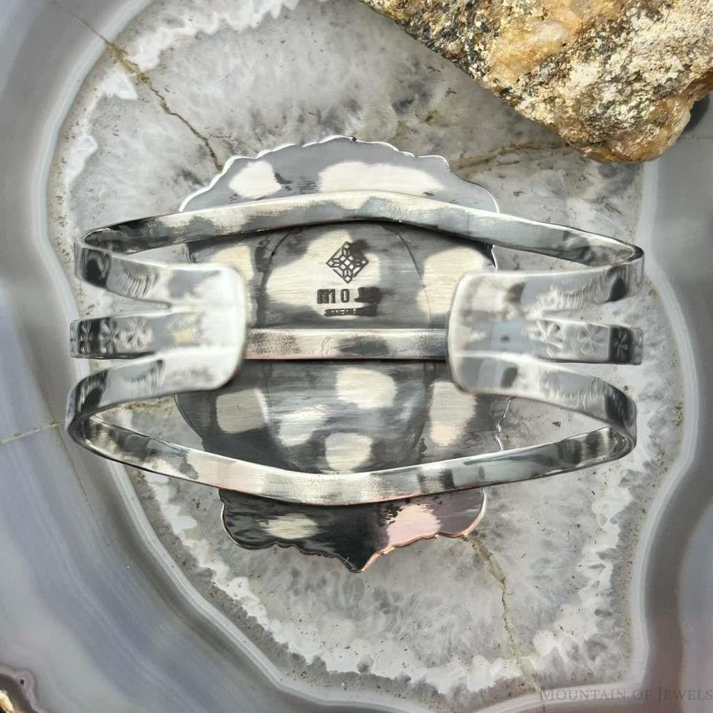 Sterling Silver Southwestern Style Large Oval Azurite Malachite Bracelet For Women