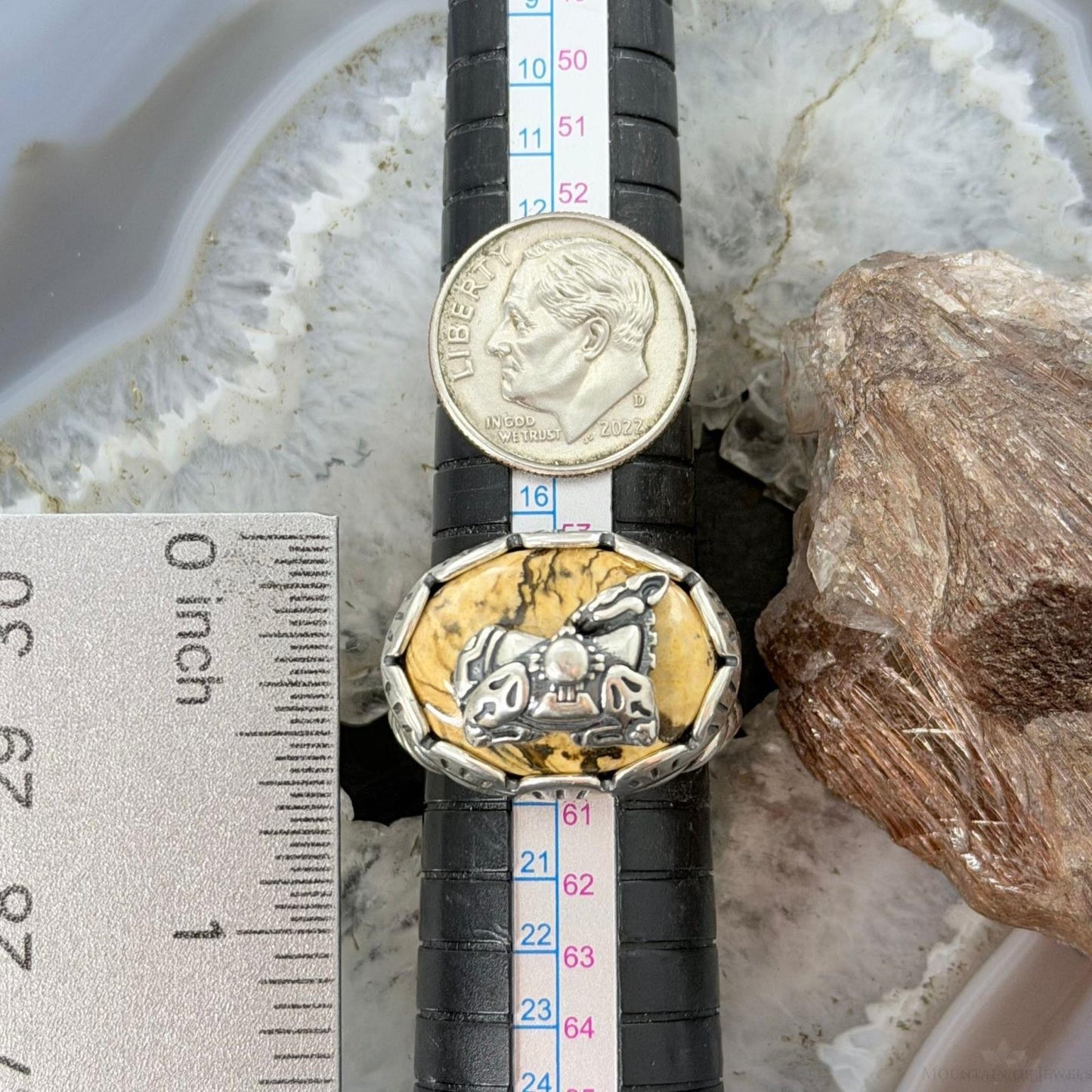 Carolyn Pollack Vintage Sterling Silver Picture Jasper w/Doa & Zia Ring Size 9 For Women