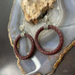 Carolyn Pollack Sterling Silver Maroon Braided Leather Hoop Earrings For Women