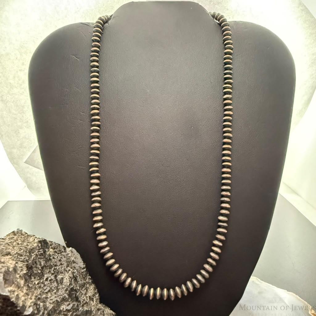 Copper Navajo Pearl Beads Saucer 6 mm Necklace Length 20"-22" For Women