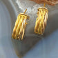 18K Tri Gold Braided Hoop Earrings For Women